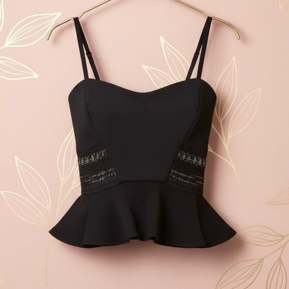 Jonathan Simkhai Black Crepe Cut Out Crop Top